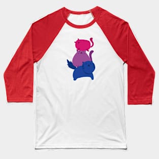 LGBTQ Cat Kawaii Progressive Pride Bisexual Flag Baseball T-Shirt